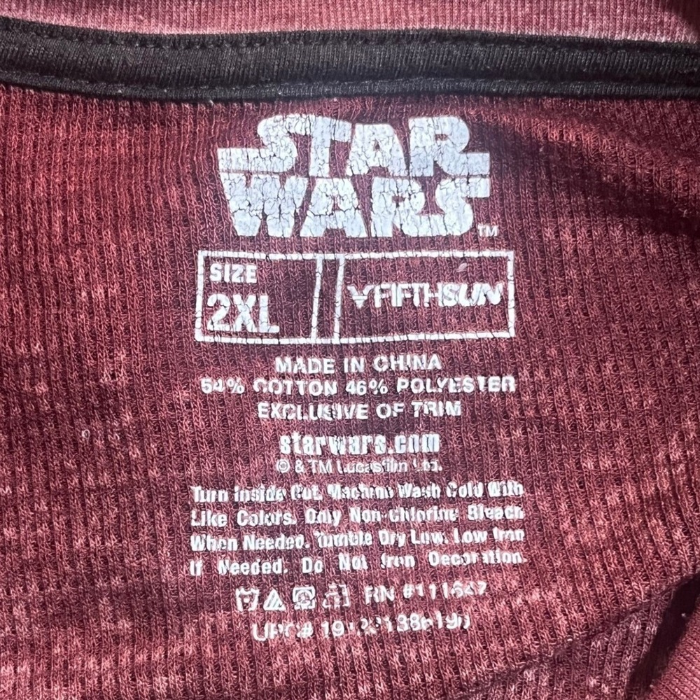 Fifth Sun Star Wars Burgundy Dark Side Dark Vader Graphic Waffle Knit Shirt 2XL‎ - Picture 4 of 4